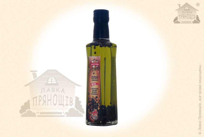 Масло оливковое с копченым черным перцем горошком в магазине Лавка пряностей - оригинальное фото